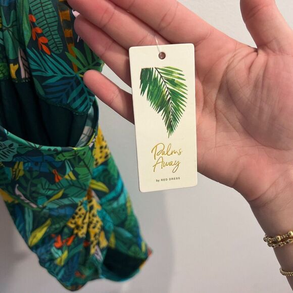 Palms Away By Red Dress Women Green One Piece Swimsuit XS Island Oasis Print NWT - Picture 5 of 10